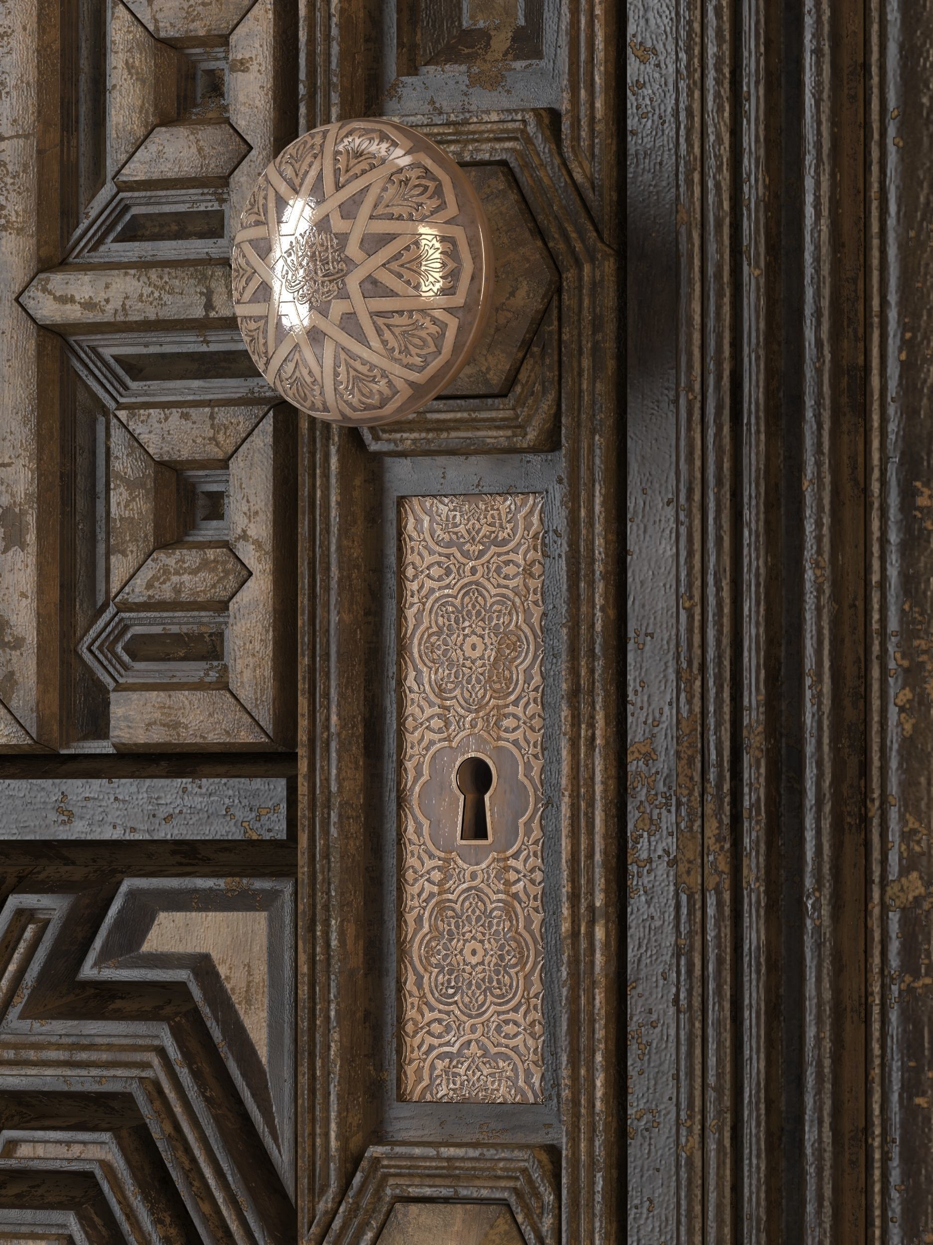 Mamluk Wooden Door 3D model_2