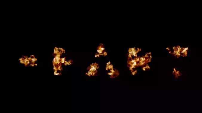 Heart fire text animation burn 3D model