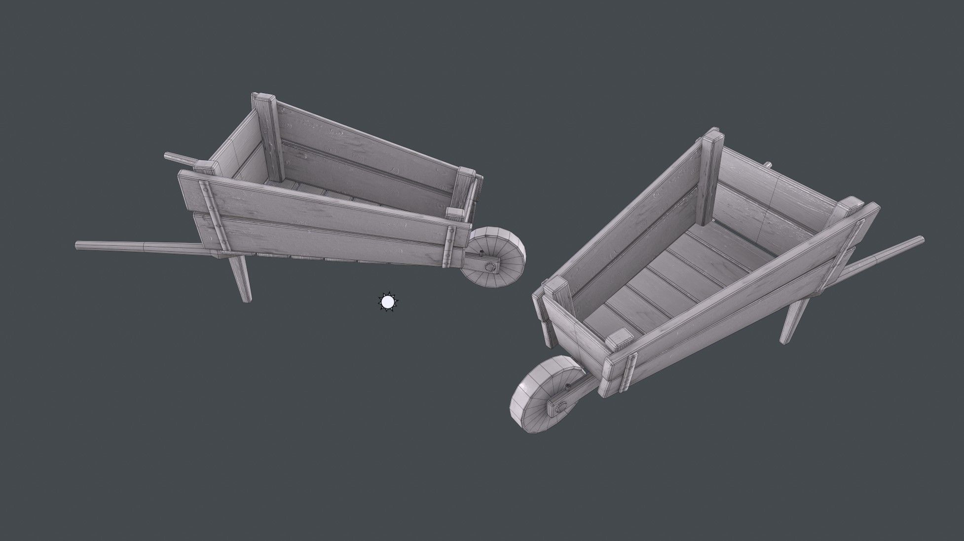 Wheelbarrow wooden Low-poly 3D model_9