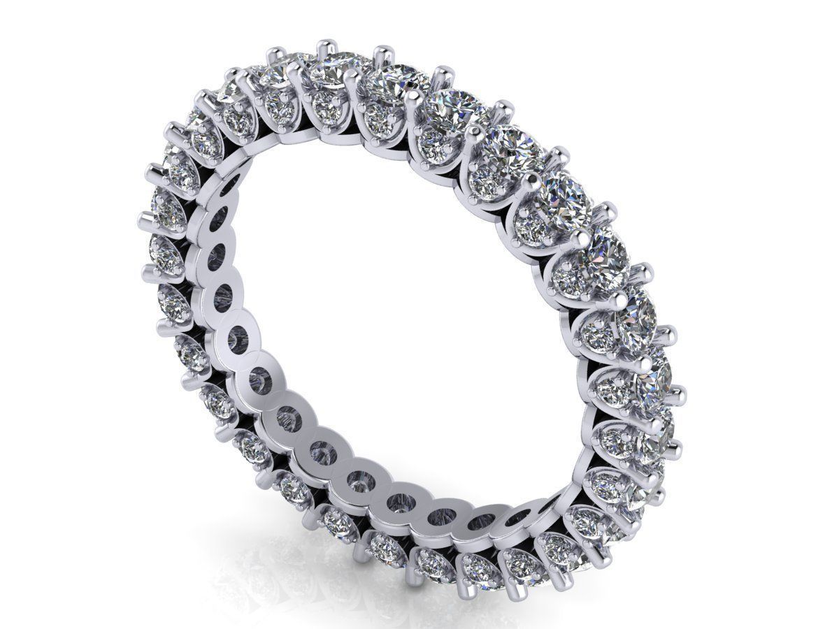 Union Diamond Sided Eternity Band - Full stone and finger sz set 3D print model_7