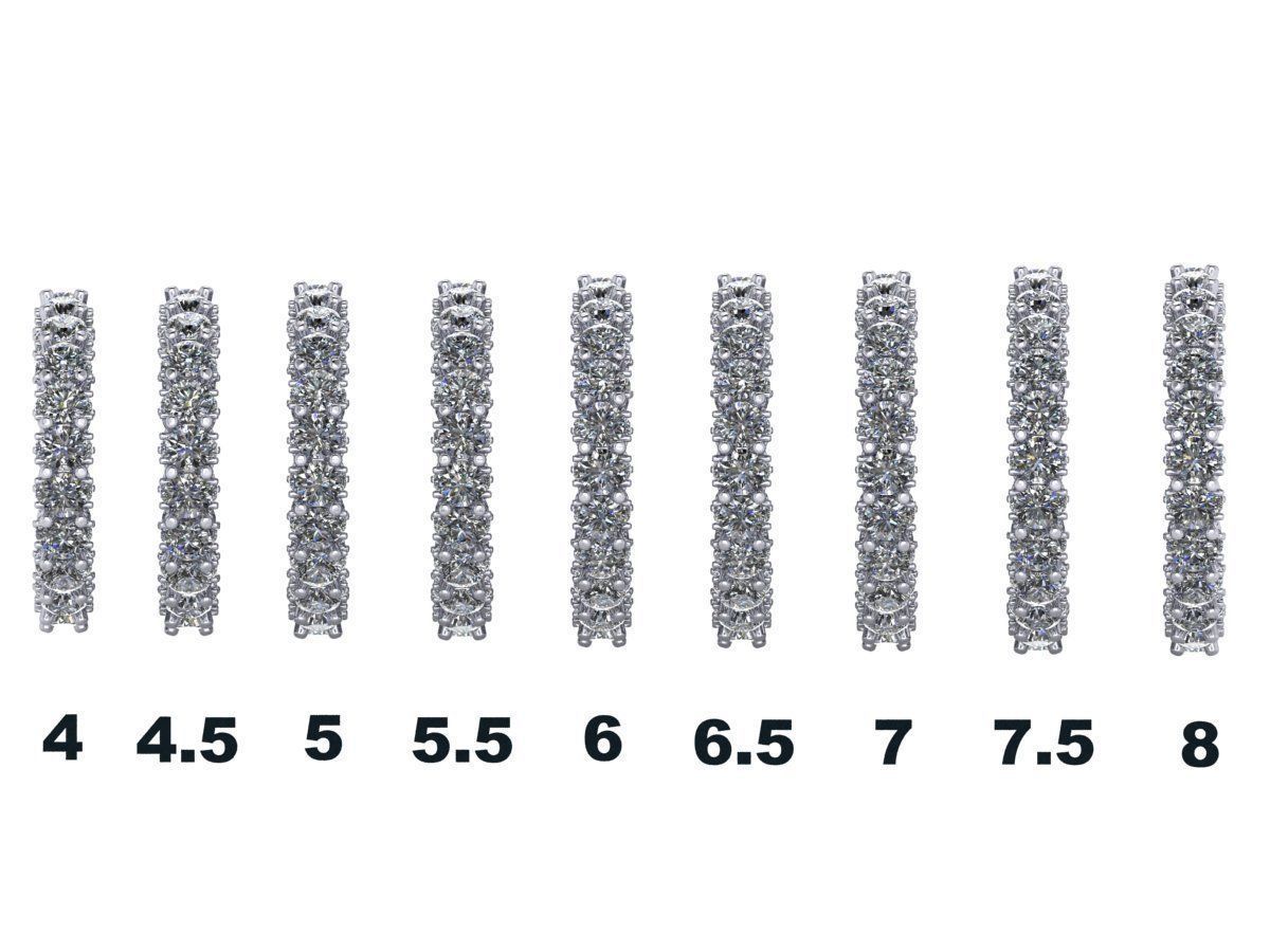 Union Diamond Sided Eternity Band - Full stone and finger sz set 3D print model_15