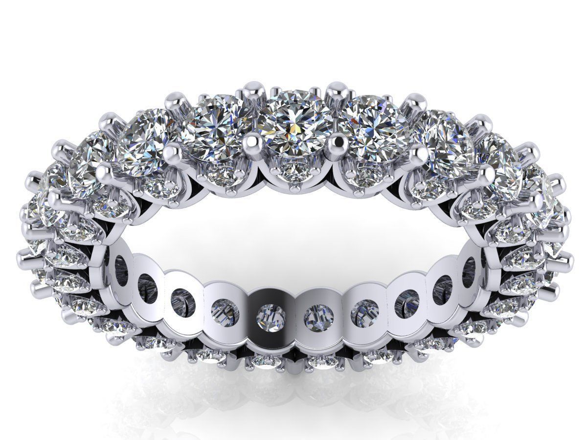 Union Diamond Sided Eternity Band - Full stone and finger sz set 3D print model_1