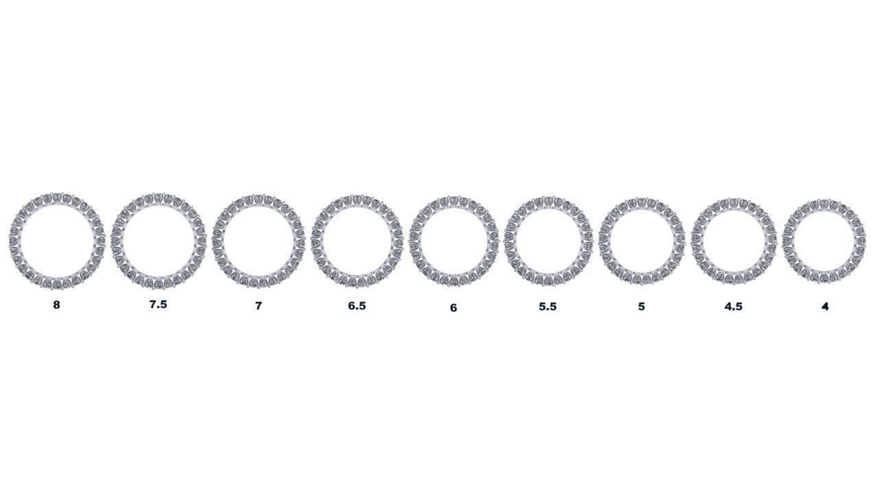 Union Diamond Sided Eternity Band - Full stone and finger sz set 3D print model_10