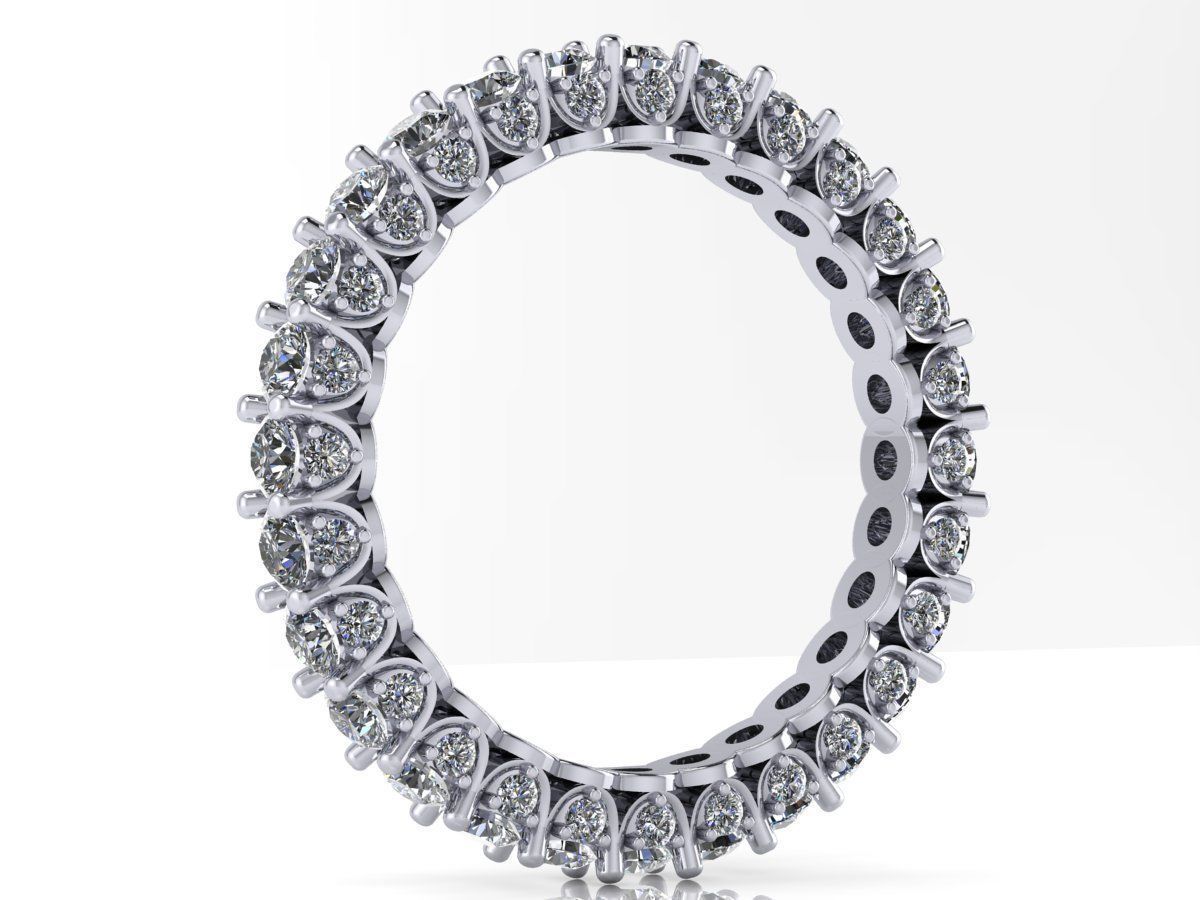 Union Diamond Sided Eternity Band - Full stone and finger sz set 3D print model_6