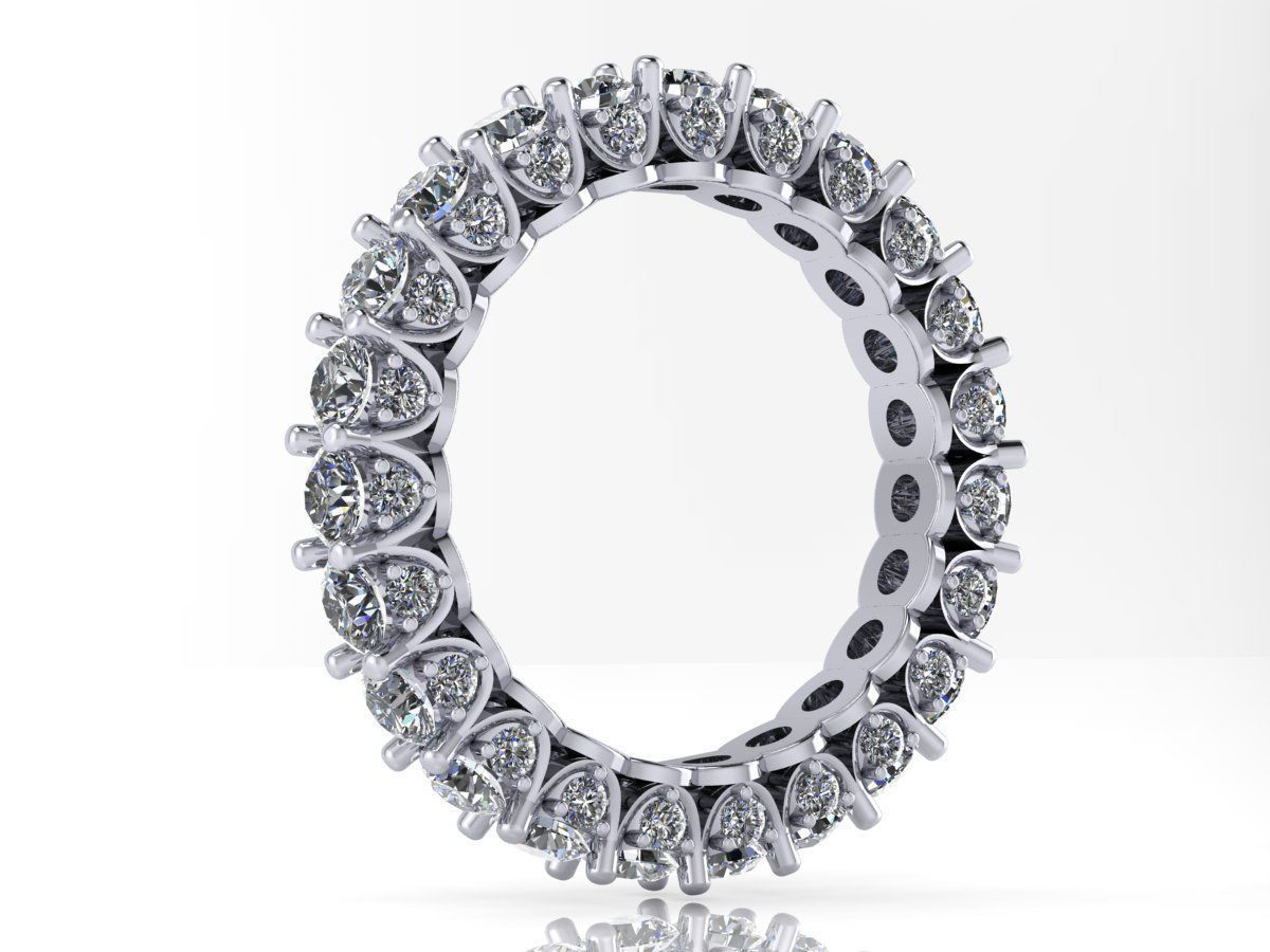 Union Diamond Sided Eternity Band - Full stone and finger sz set 3D print model_4