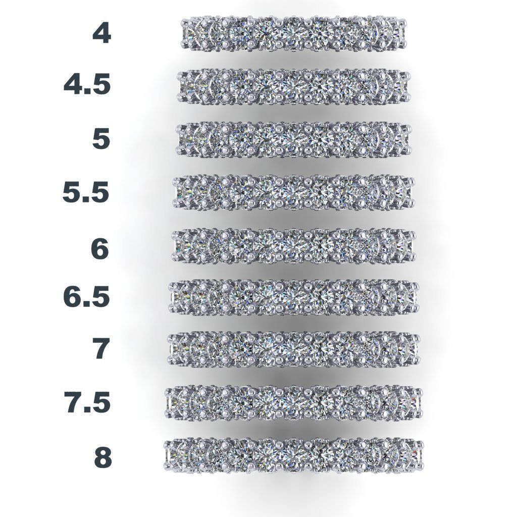 Union Diamond Sided Eternity Band - Full stone and finger sz set 3D print model_9