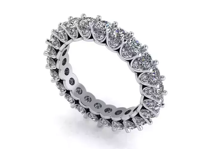Union Diamond Sided Eternity Band - Full stone and finger sz set 3D print model Union Diamond Sided Eternity Band - Full stone and finger sz set 3D print model