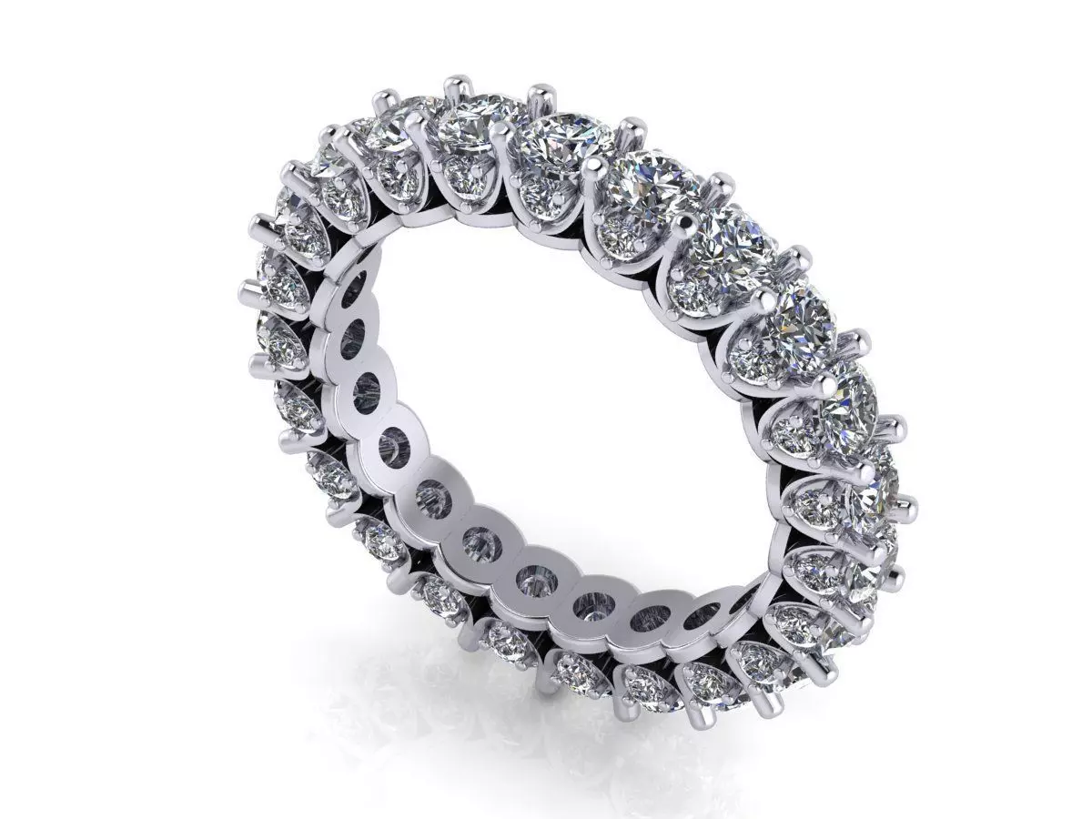 Union Diamond Sided Eternity Band - Full stone and finger sz set 3D print model_0