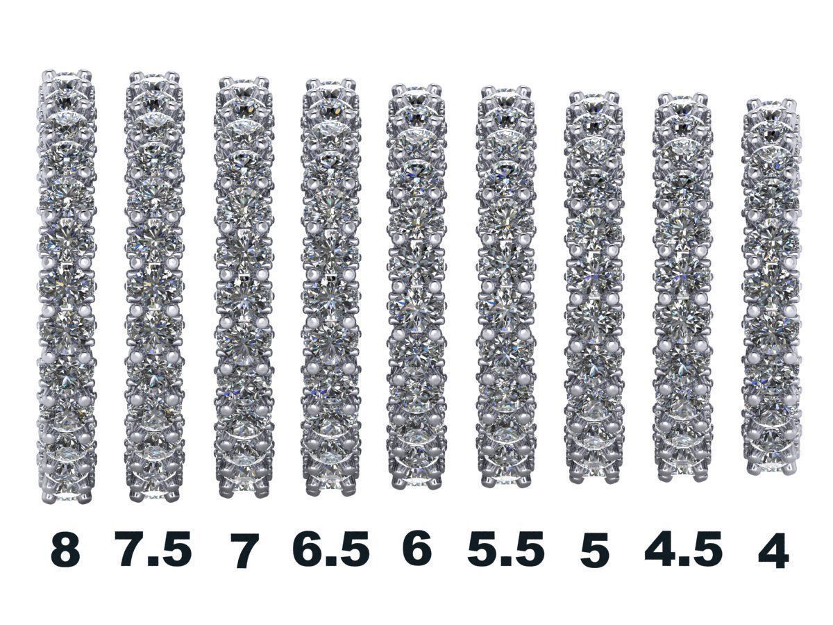 Union Diamond Sided Eternity Band - Full stone and finger sz set 3D print model_11