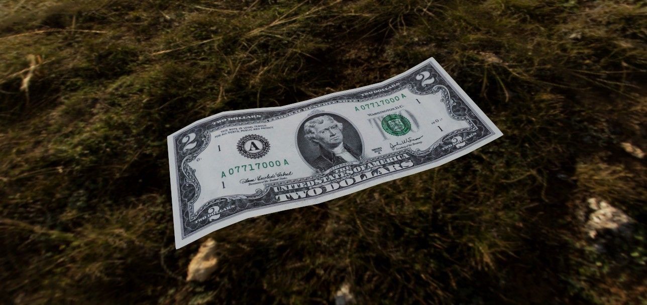 2 Dollar Bill 3D Model Low-poly 3D model_6