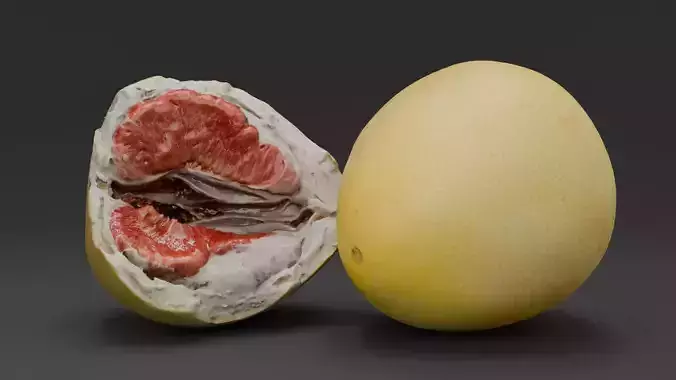 Pomelo Grapefruit cut or Shaddock Low-poly 3D model