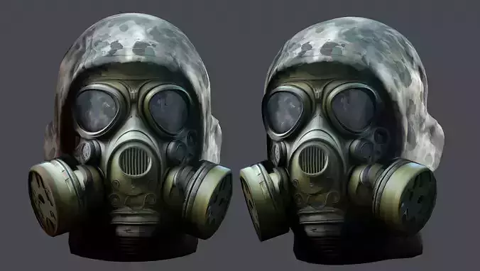 Gas mask helmet 3d model military combat Low-poly 3D model