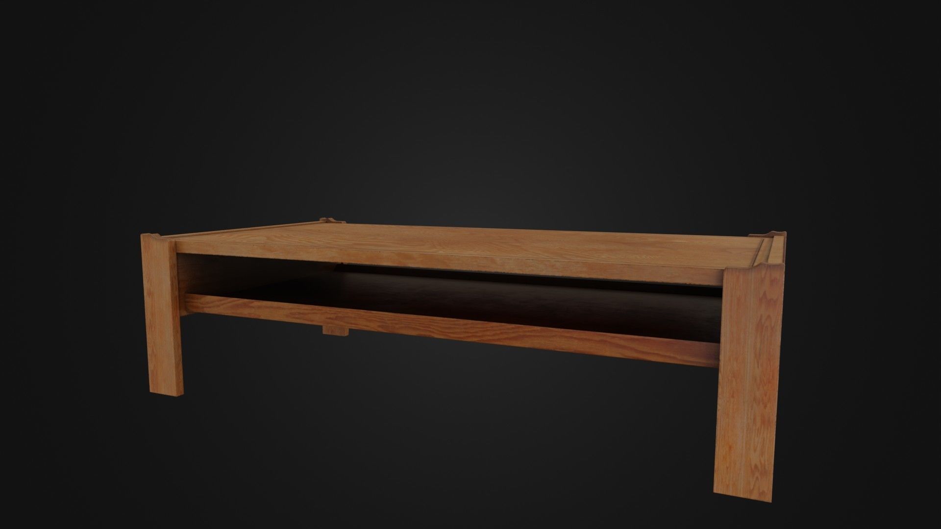 Wooden Coffee Table 01 Low-poly 3D model_41