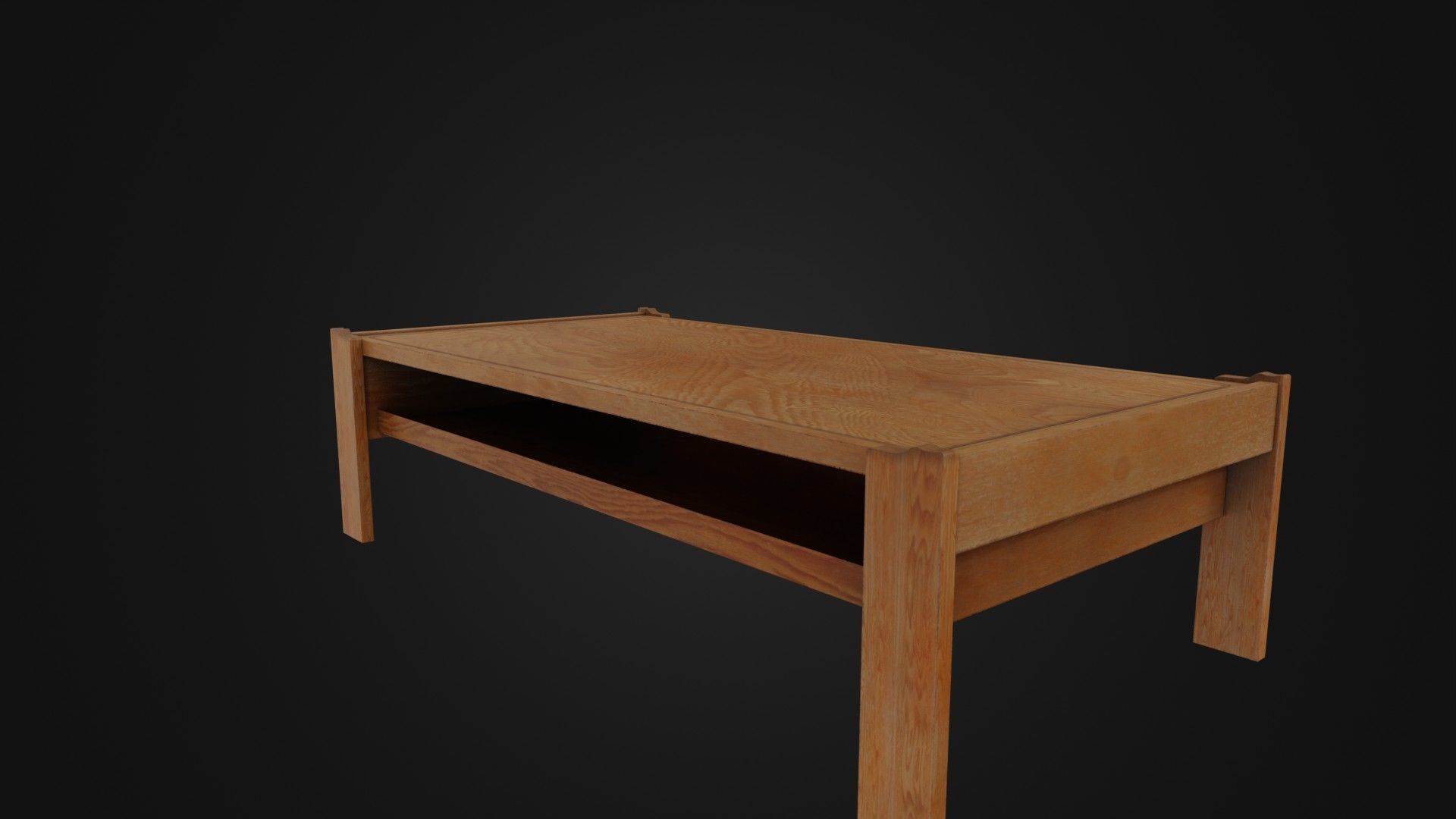 Wooden Coffee Table 01 Low-poly 3D model_38