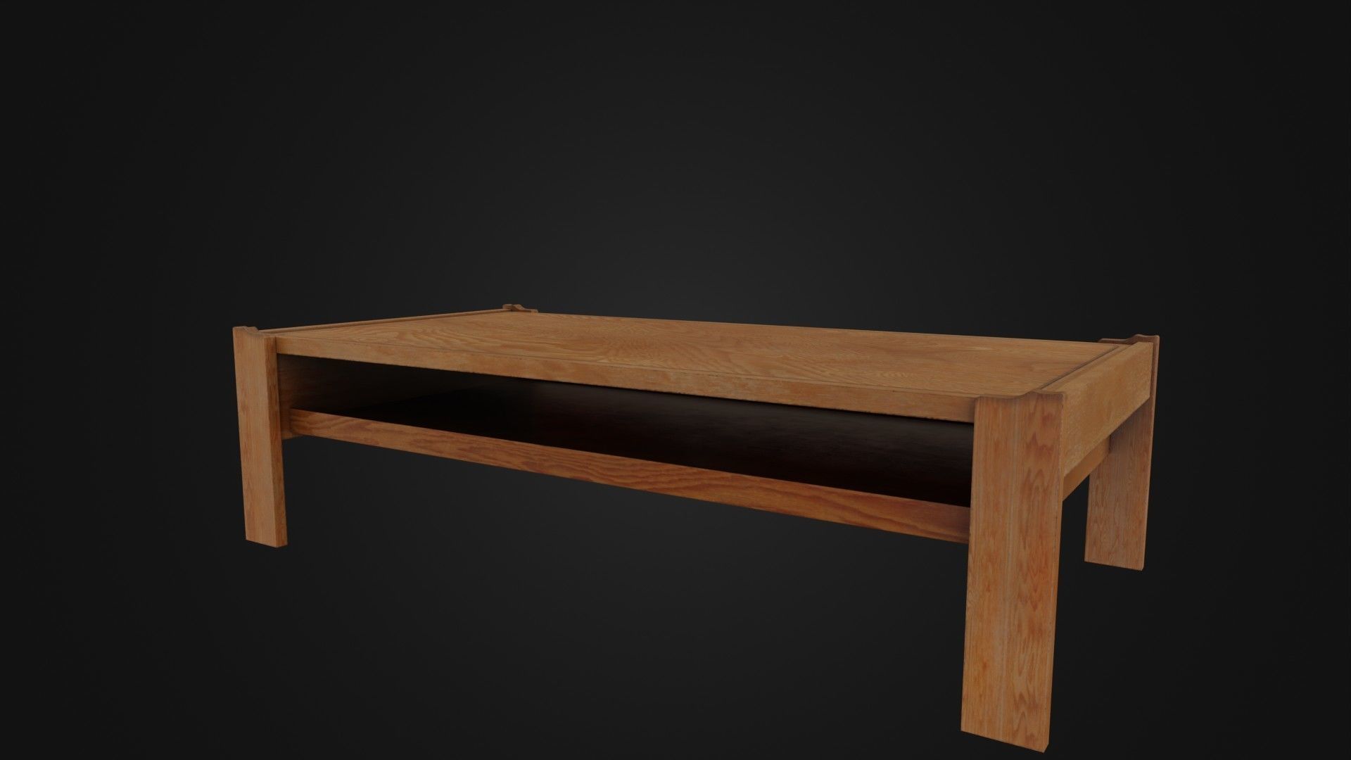 Wooden Coffee Table 01 Low-poly 3D model_40