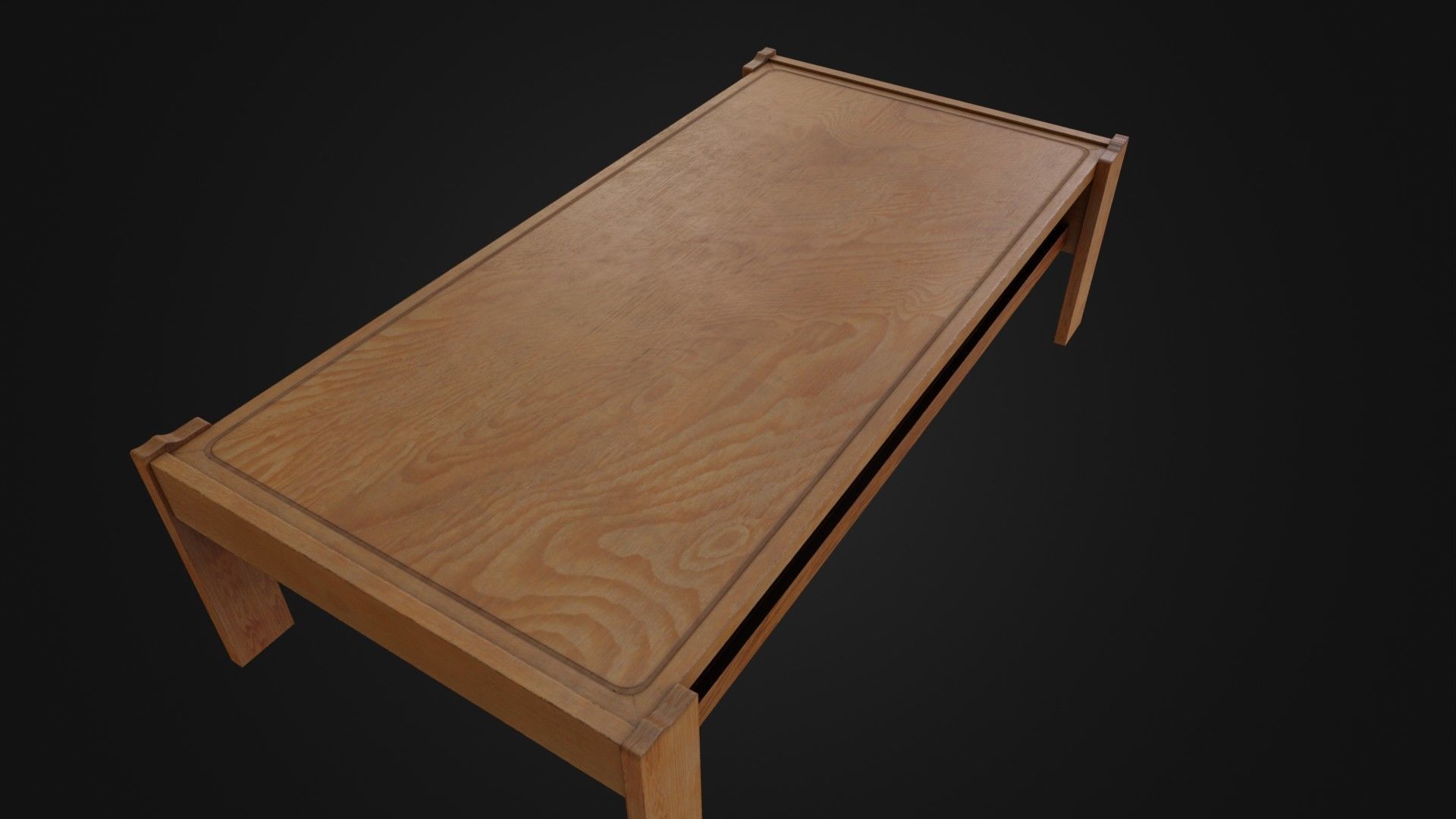 Wooden Coffee Table 01 Low-poly 3D model_7