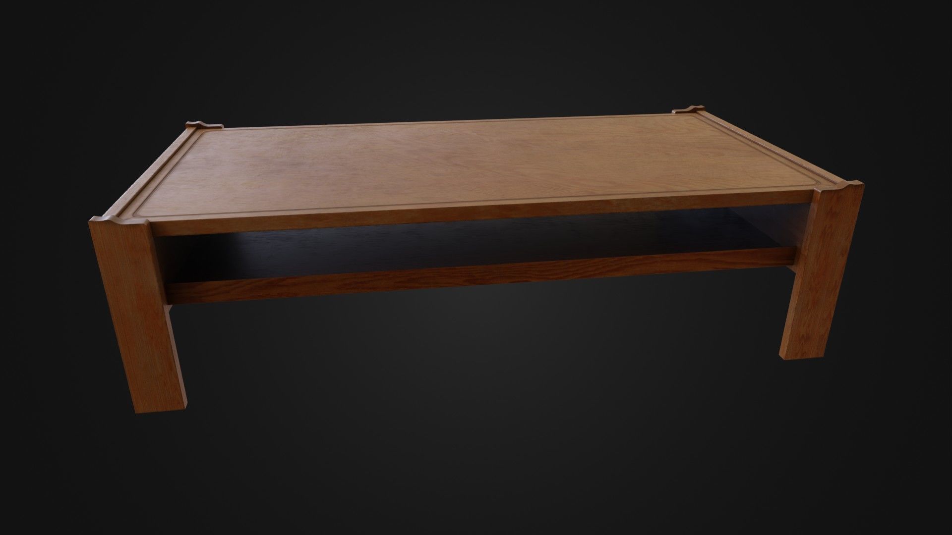 Wooden Coffee Table 01 Low-poly 3D model_23