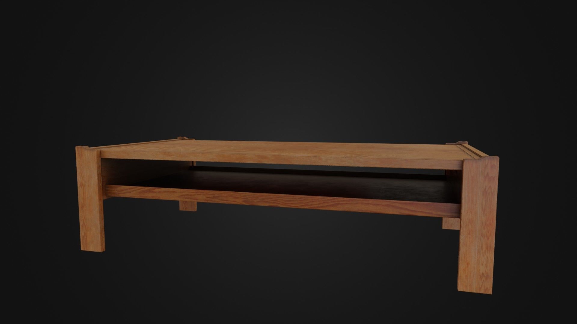 Wooden Coffee Table 01 Low-poly 3D model_42