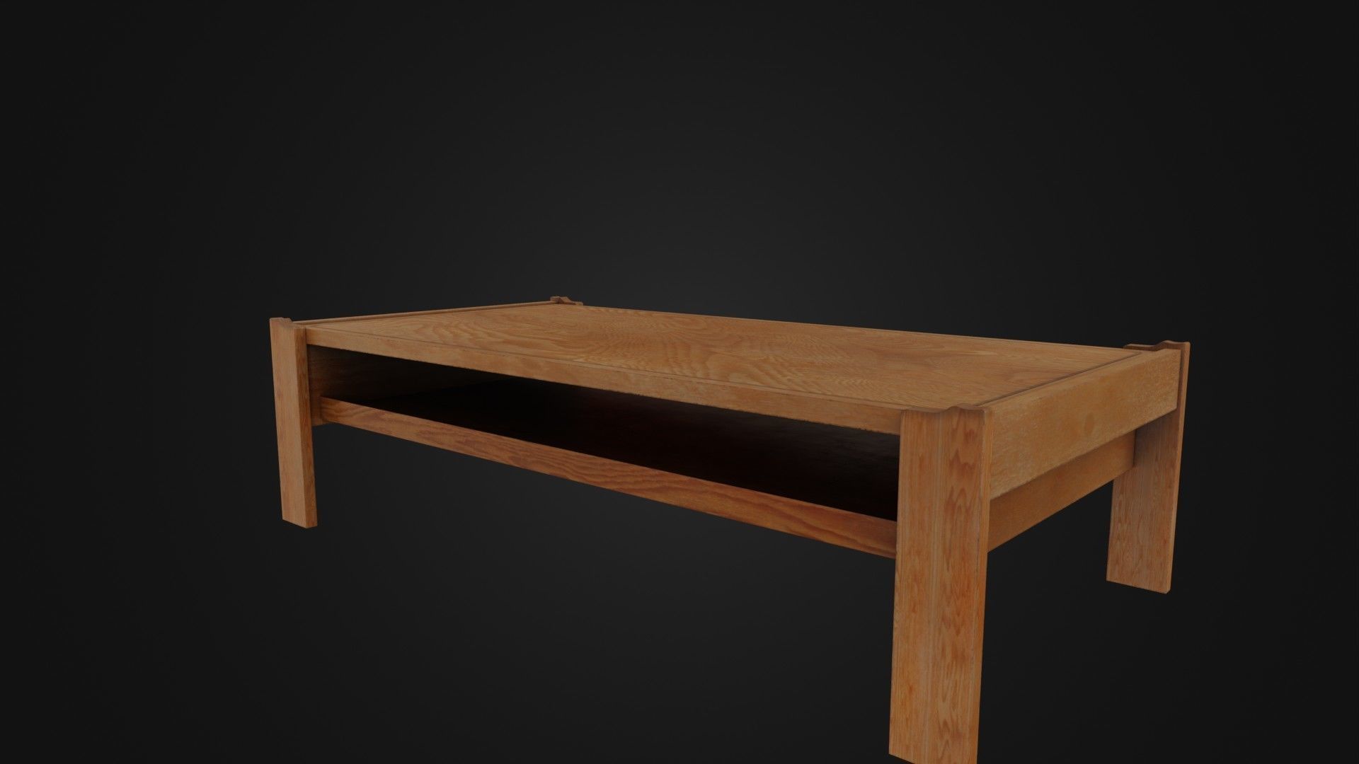 Wooden Coffee Table 01 Low-poly 3D model_39
