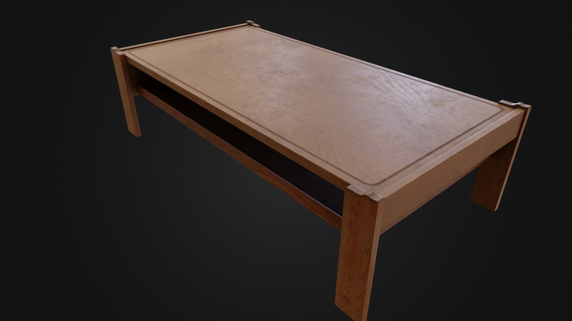 Wooden Coffee Table 01 Low-poly 3D model_16
