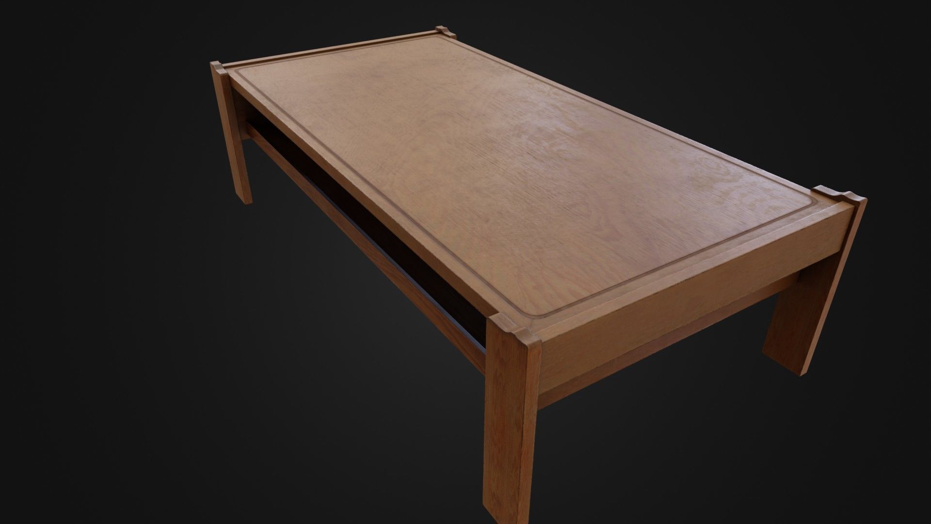 Wooden Coffee Table 01 Low-poly 3D model_15