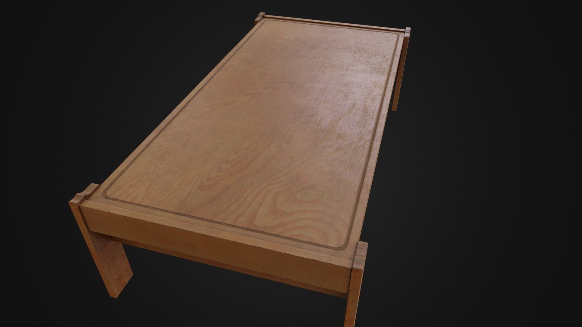 Wooden Coffee Table 01 Low-poly 3D model_9