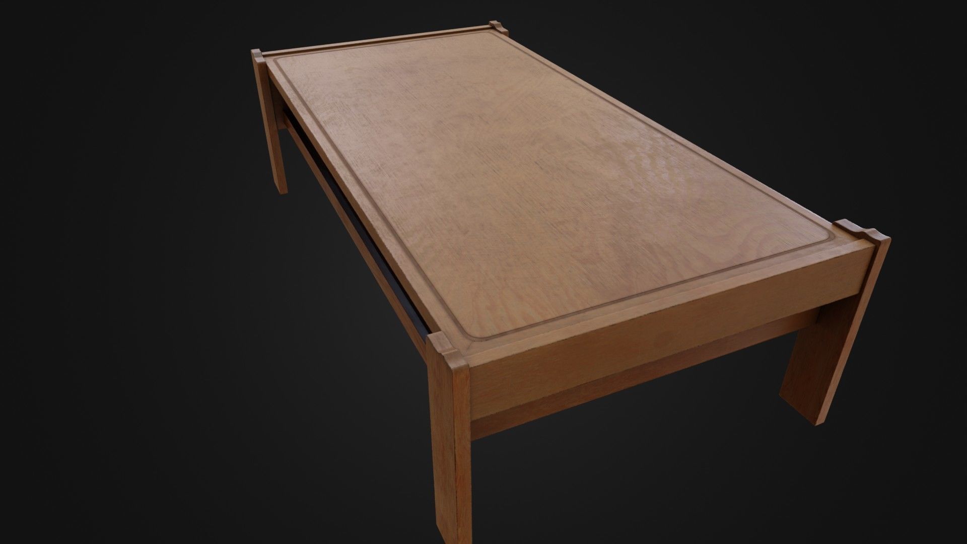 Wooden Coffee Table 01 Low-poly 3D model_14