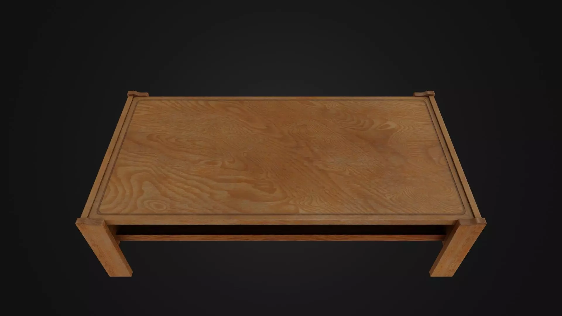 Wooden Coffee Table 01 Low-poly 3D model_0