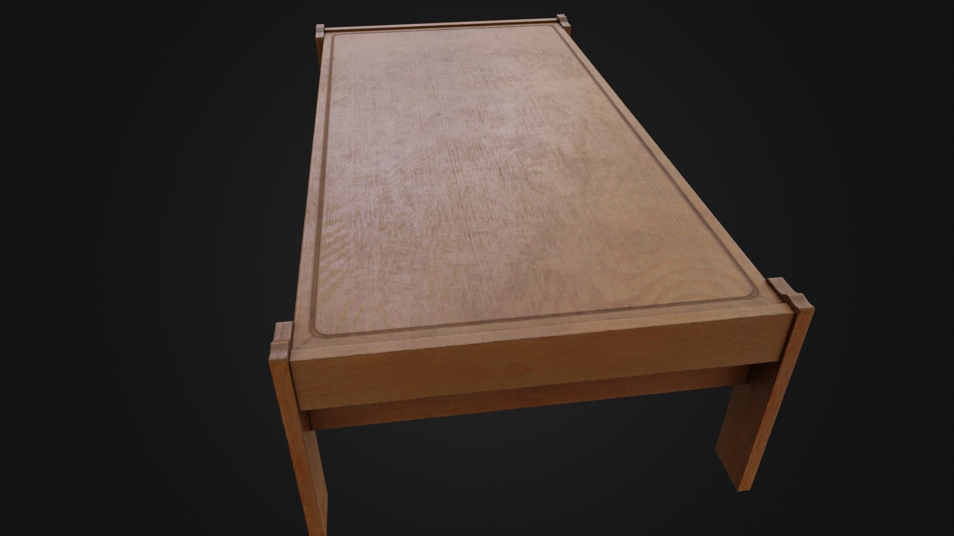 Wooden Coffee Table 01 Low-poly 3D model_12