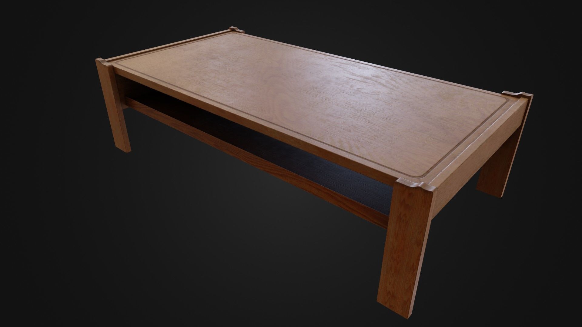 Wooden Coffee Table 01 Low-poly 3D model_17