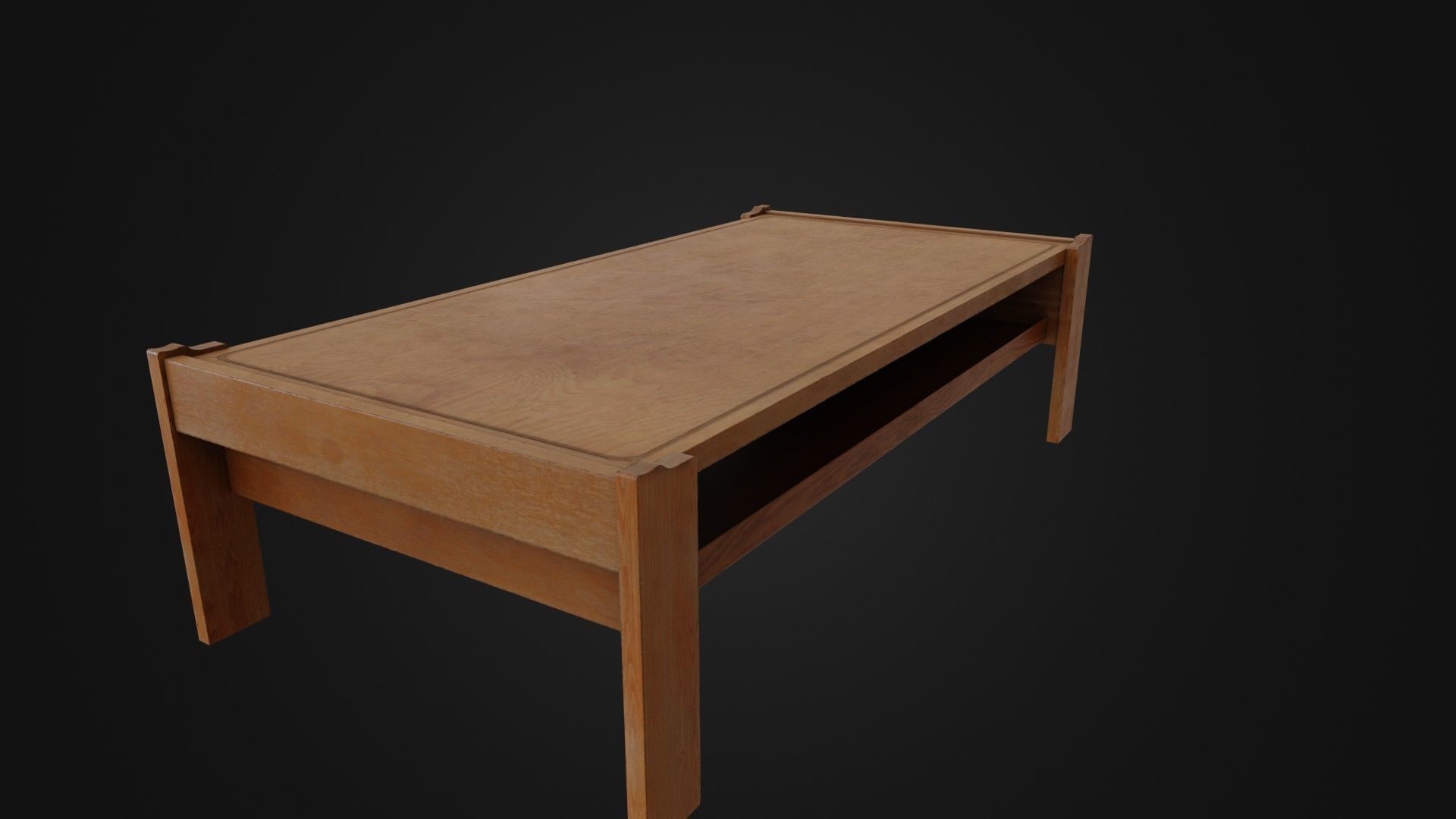 Wooden Coffee Table 01 Low-poly 3D model_29