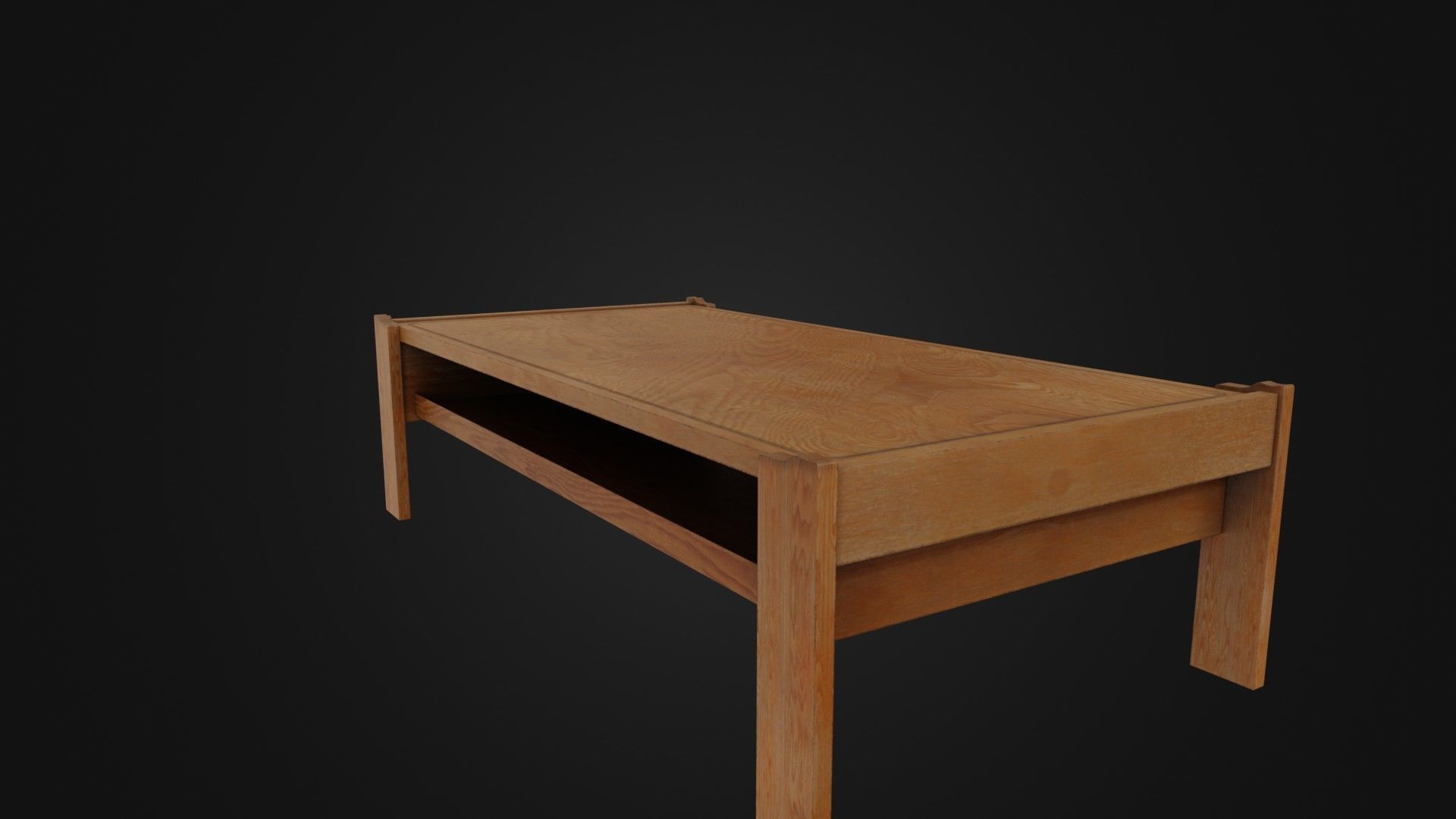 Wooden Coffee Table 01 Low-poly 3D model_37