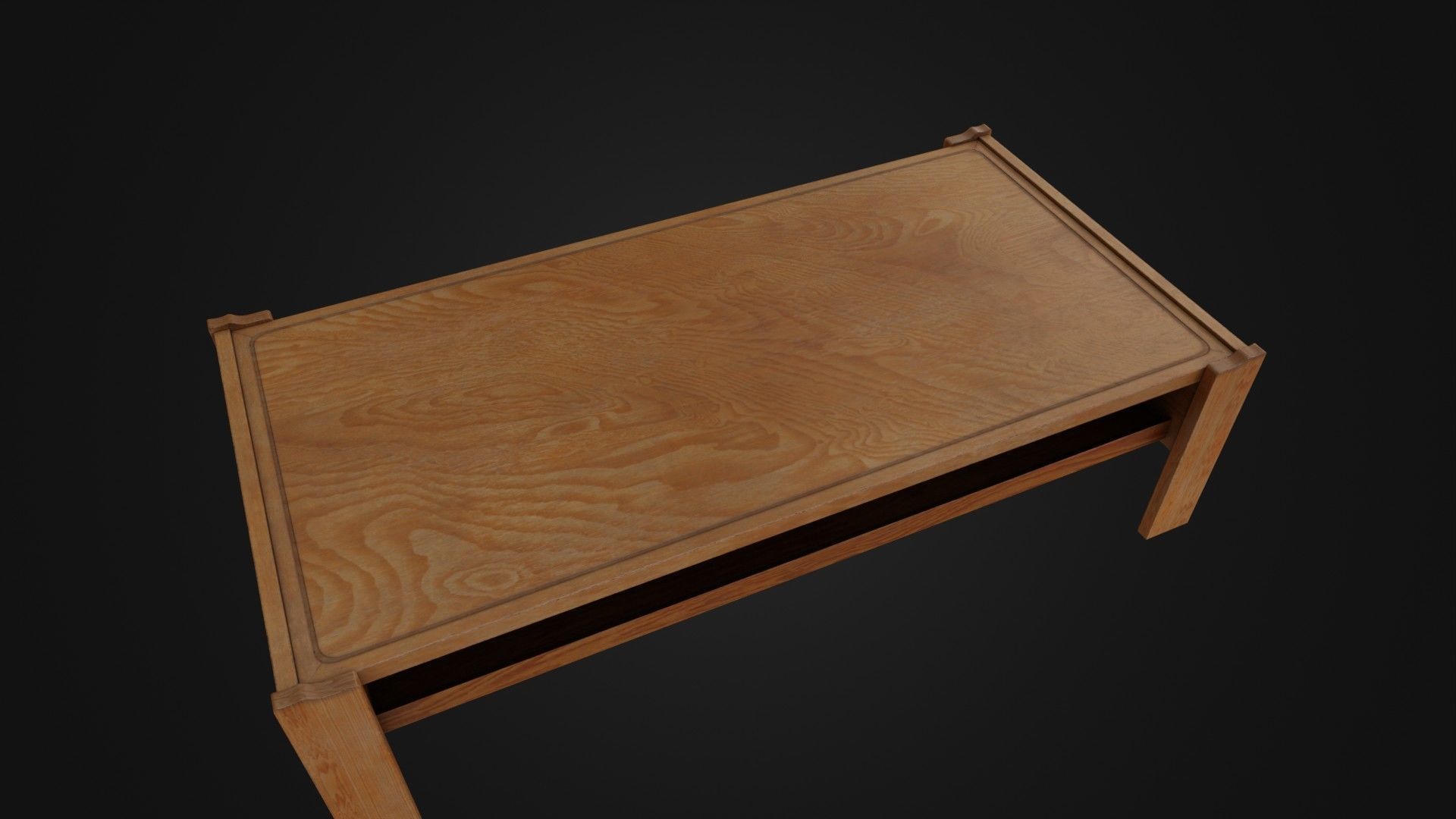 Wooden Coffee Table 01 Low-poly 3D model_3