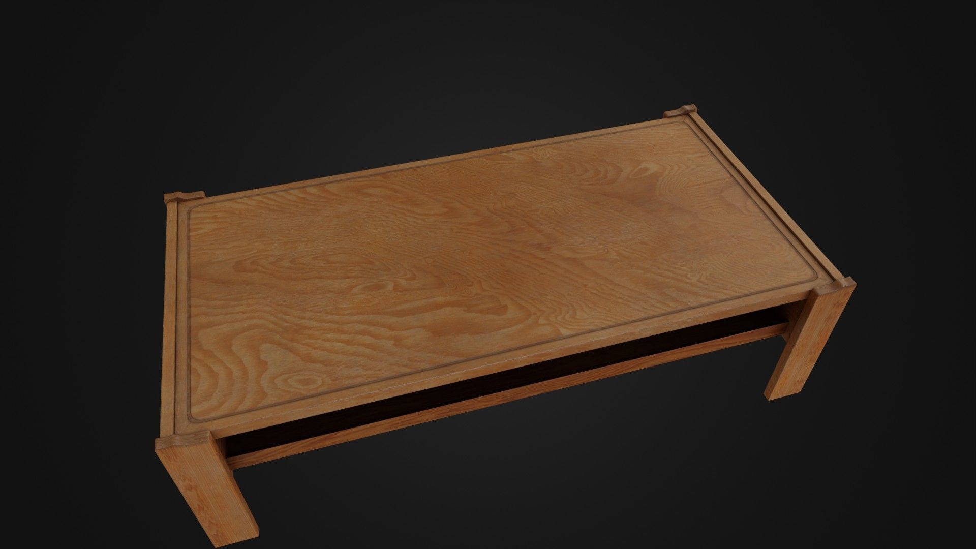 Wooden Coffee Table 01 Low-poly 3D model_2