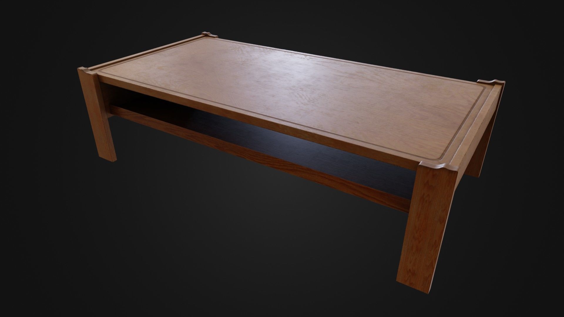 Wooden Coffee Table 01 Low-poly 3D model_18