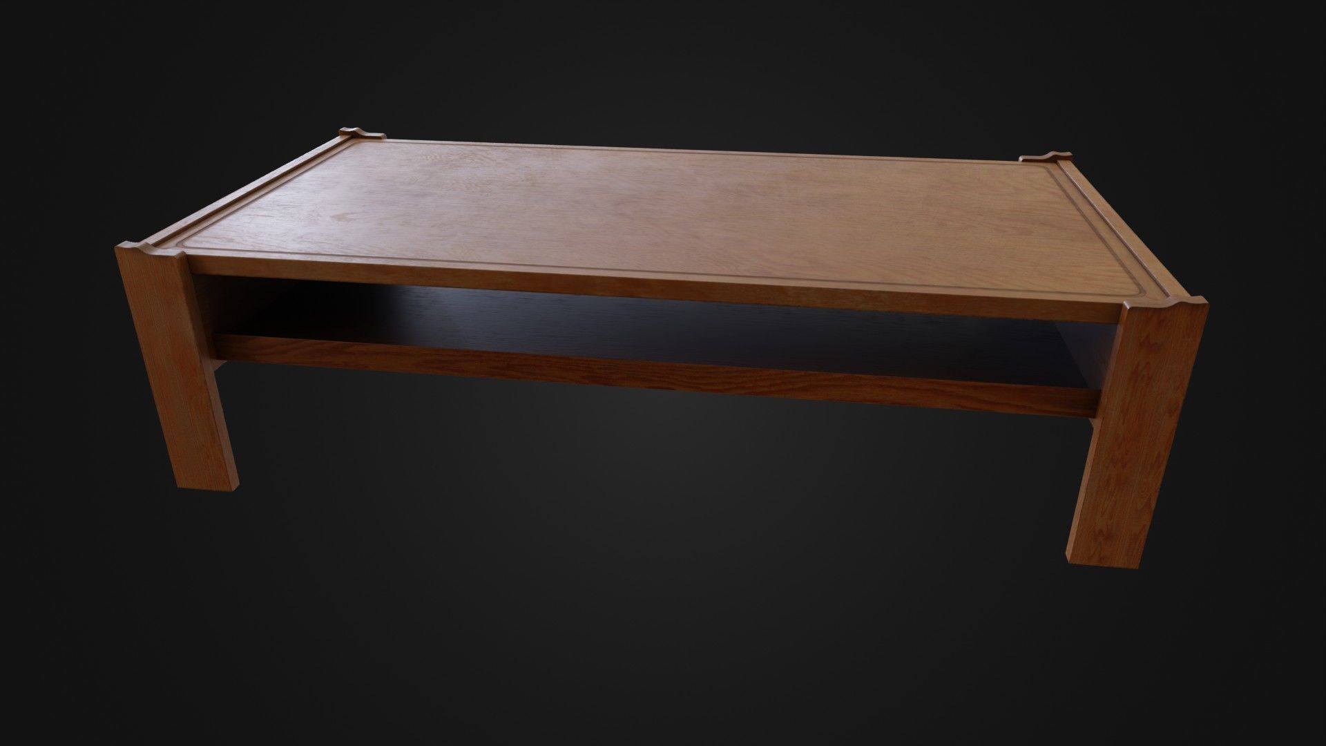 Wooden Coffee Table 01 Low-poly 3D model_21