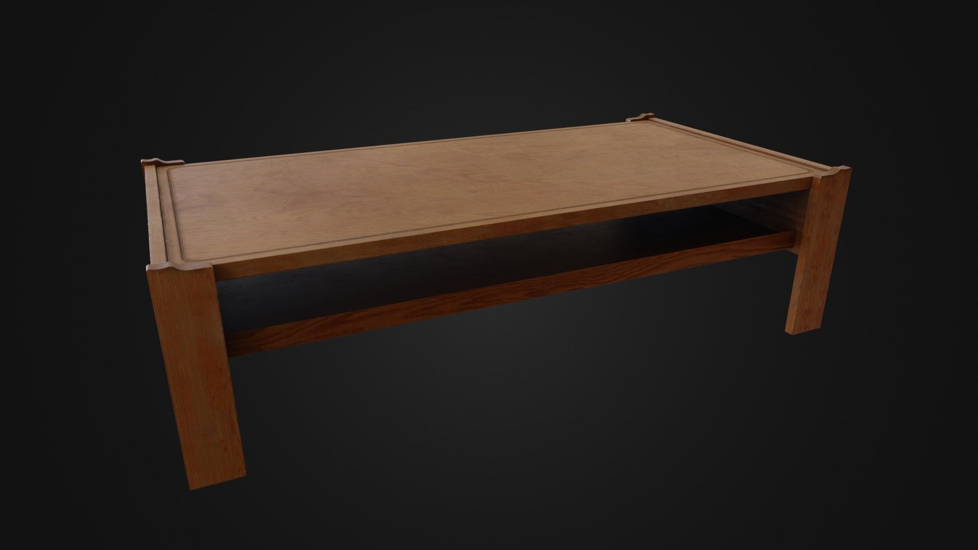 Wooden Coffee Table 01 Low-poly 3D model_25