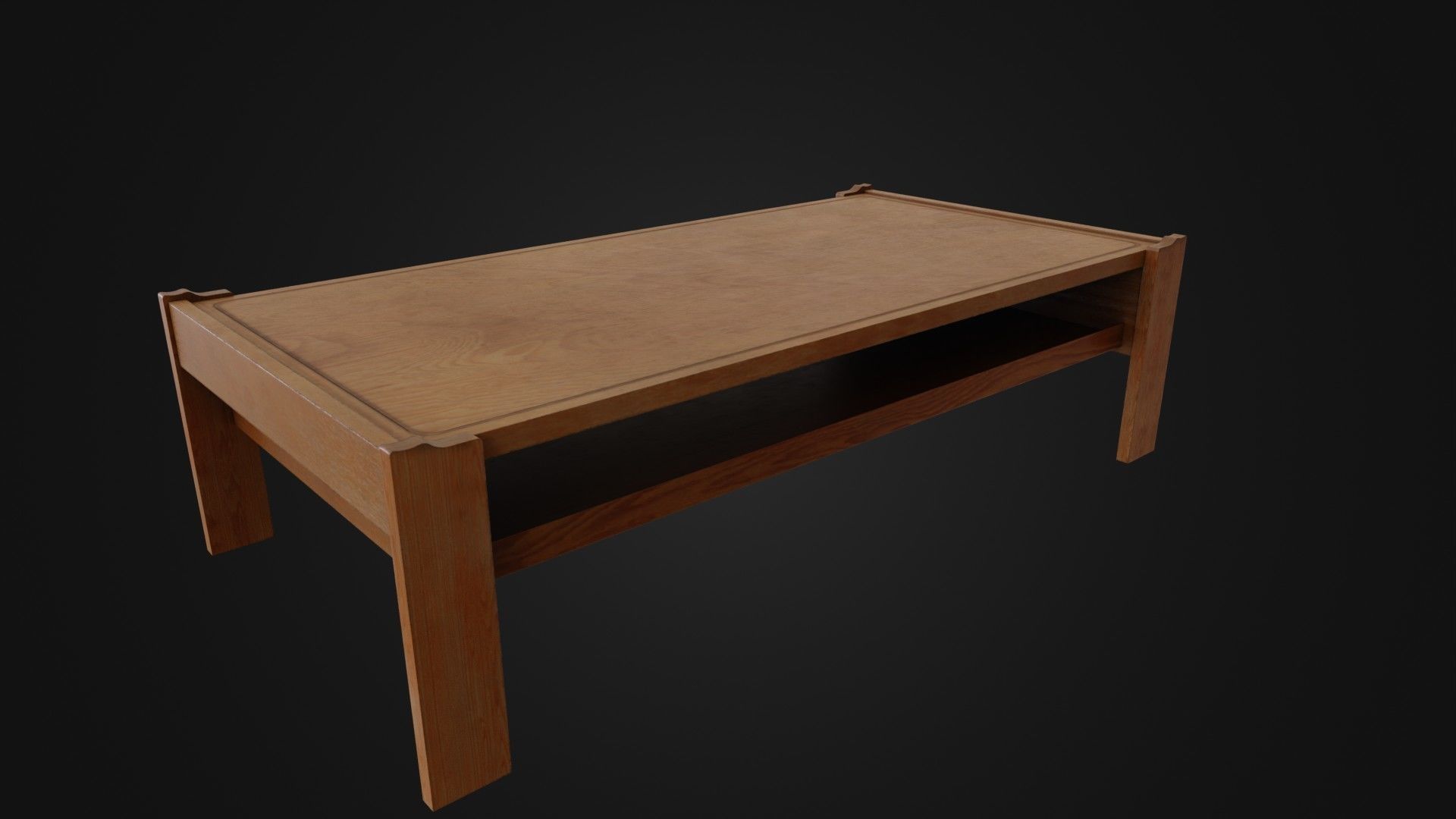Wooden Coffee Table 01 Low-poly 3D model_27