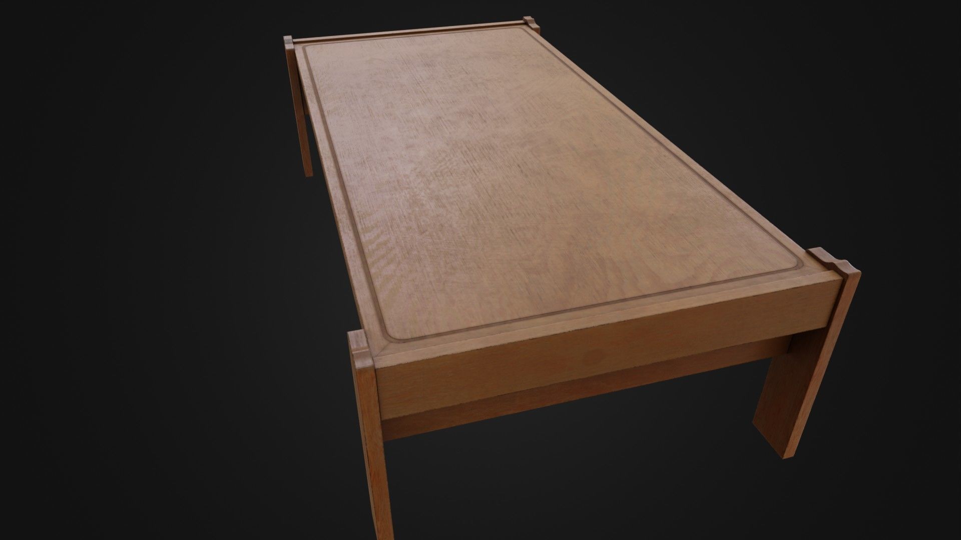 Wooden Coffee Table 01 Low-poly 3D model_13