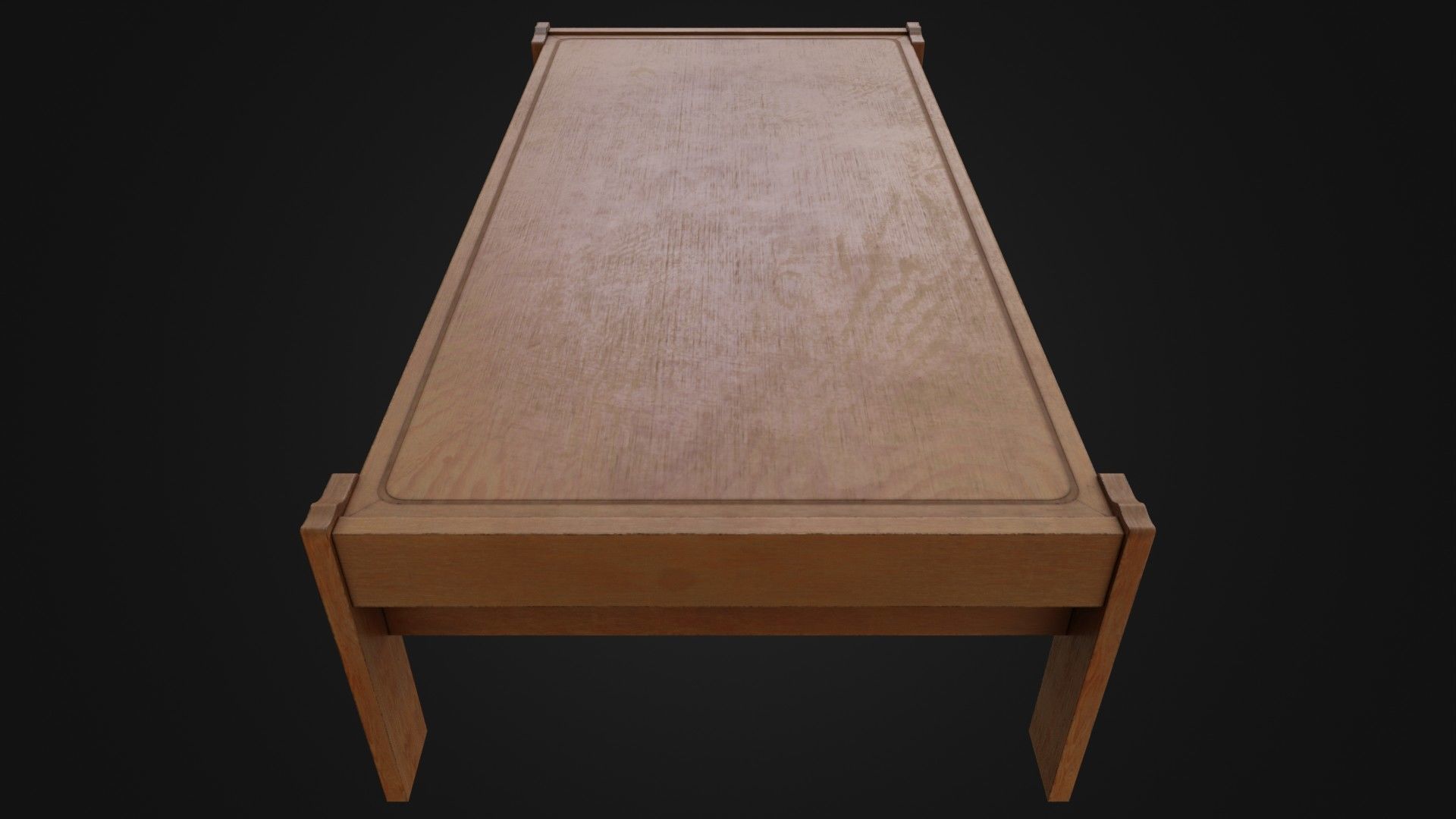 Wooden Coffee Table 01 Low-poly 3D model_11