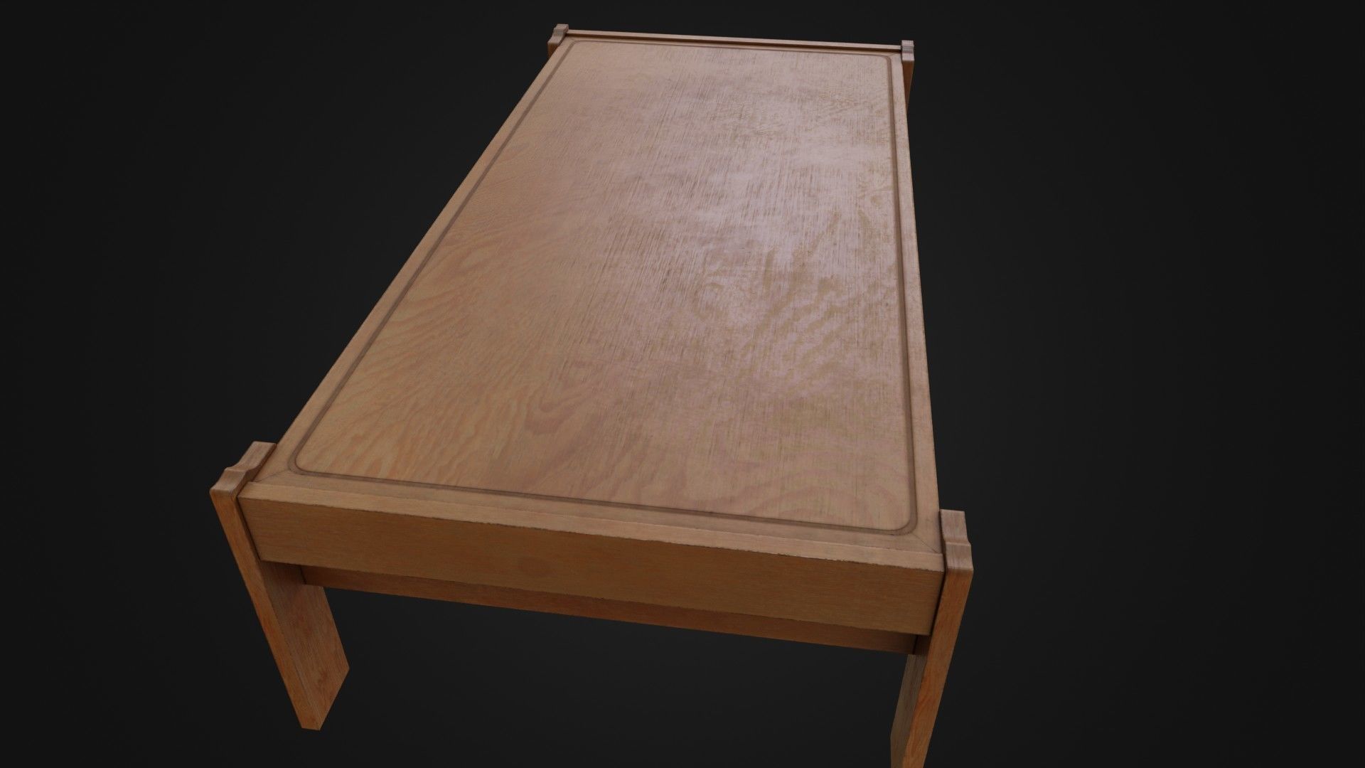 Wooden Coffee Table 01 Low-poly 3D model_10