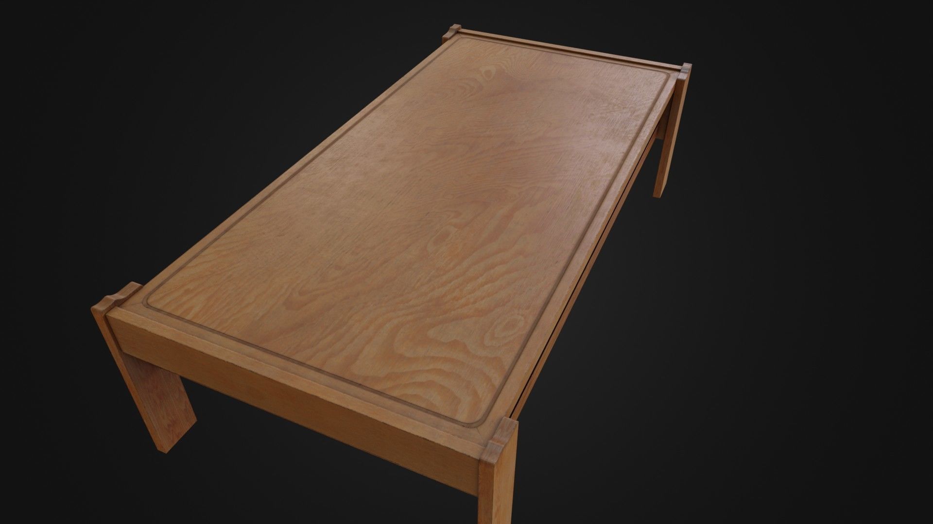 Wooden Coffee Table 01 Low-poly 3D model_8