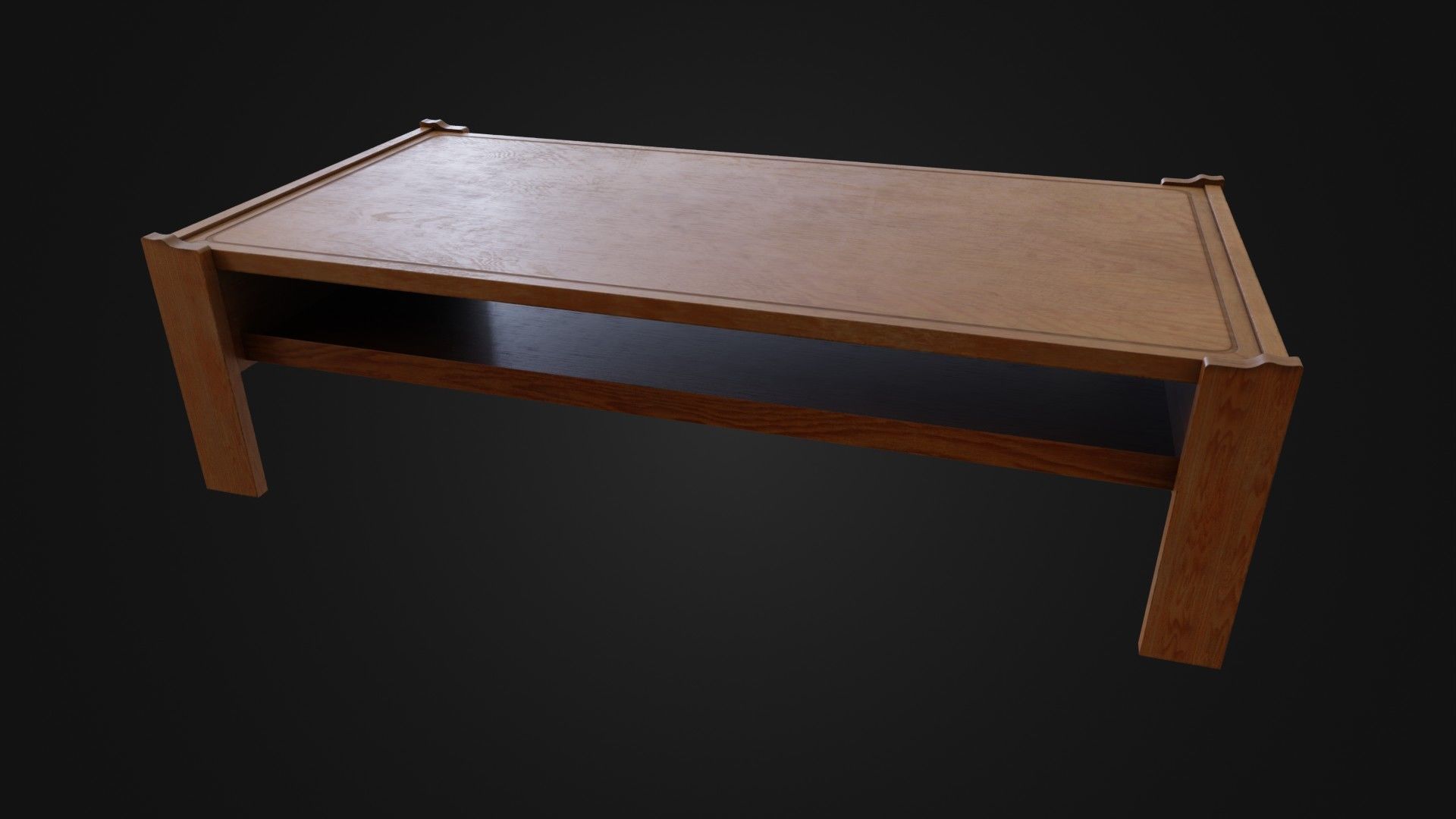 Wooden Coffee Table 01 Low-poly 3D model_20
