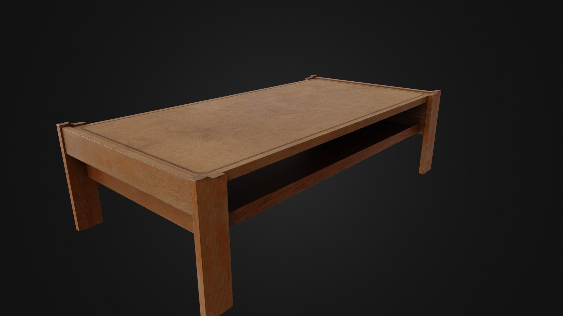 Wooden Coffee Table 01 Low-poly 3D model_28