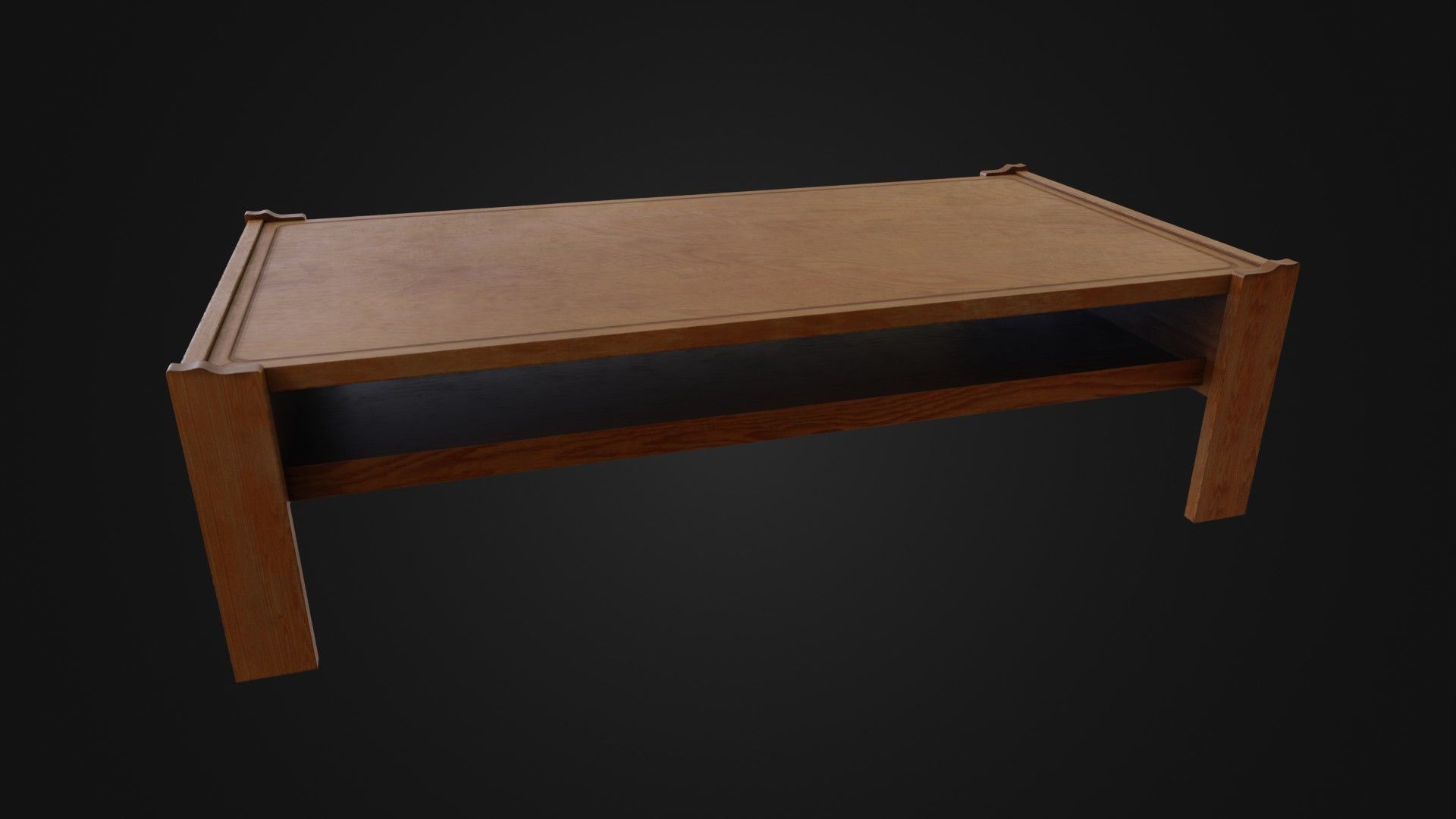 Wooden Coffee Table 01 Low-poly 3D model_24