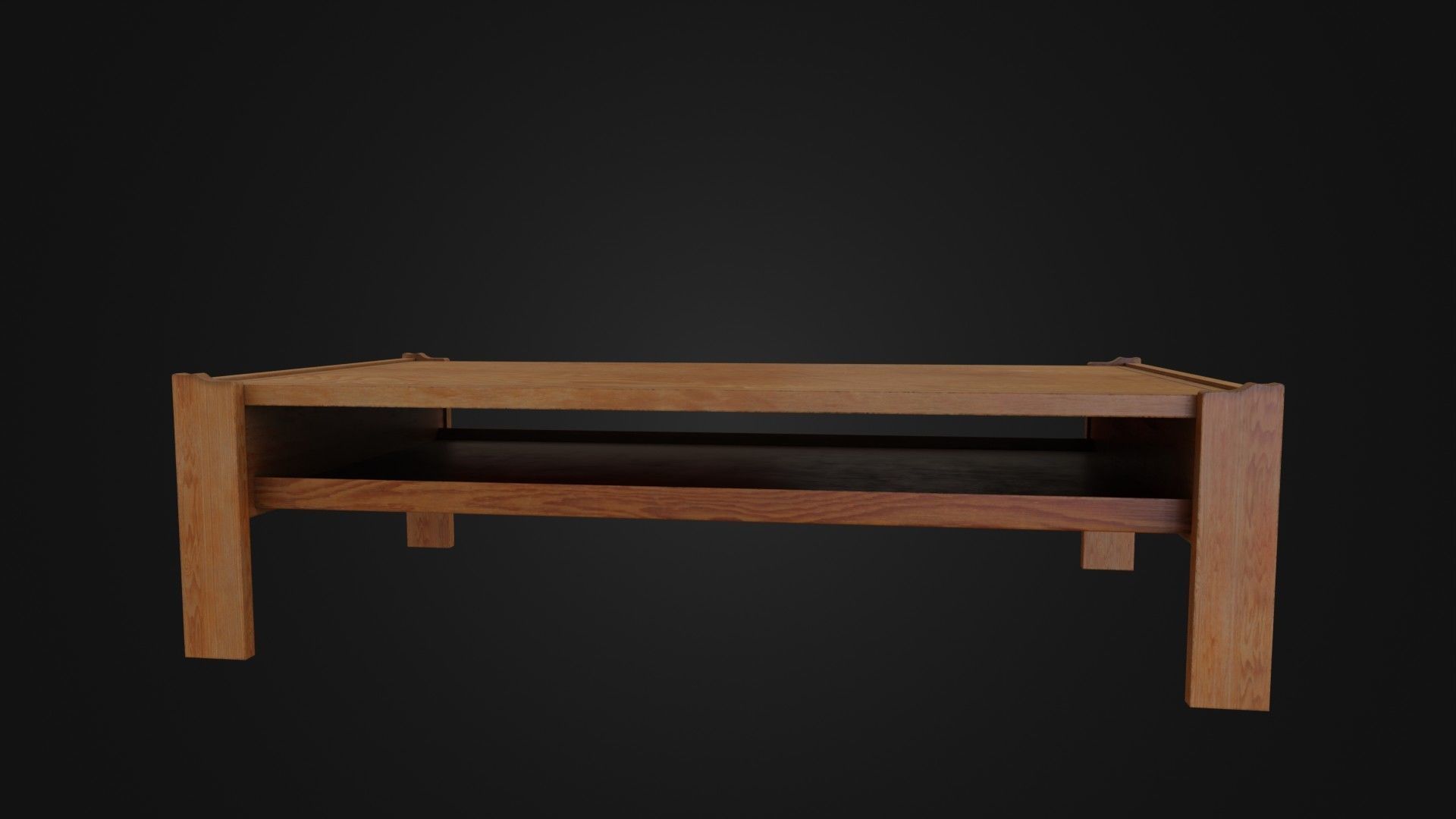 Wooden Coffee Table 01 Low-poly 3D model_43