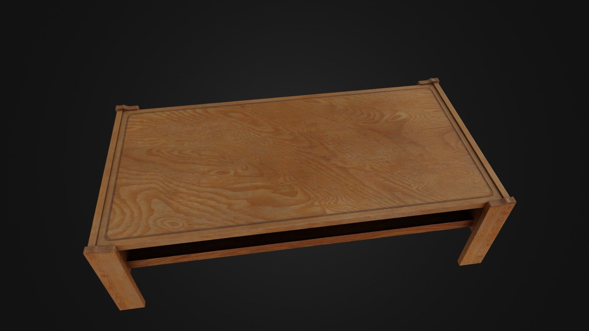 Wooden Coffee Table 01 Low-poly 3D model_1