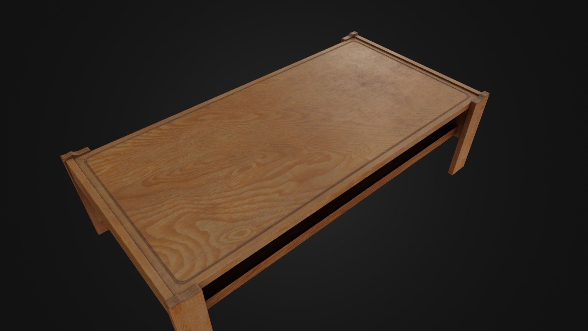 Wooden Coffee Table 01 Low-poly 3D model_5