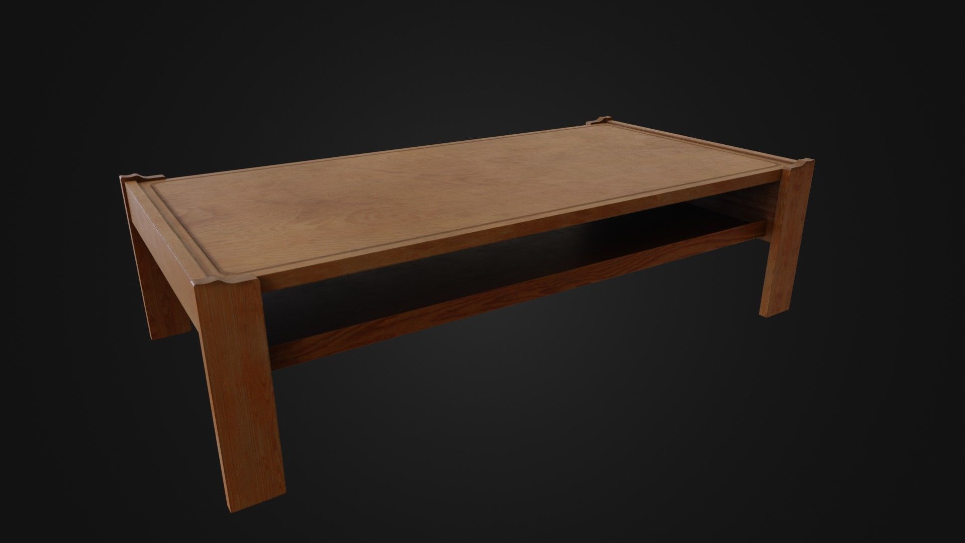 Wooden Coffee Table 01 Low-poly 3D model_26