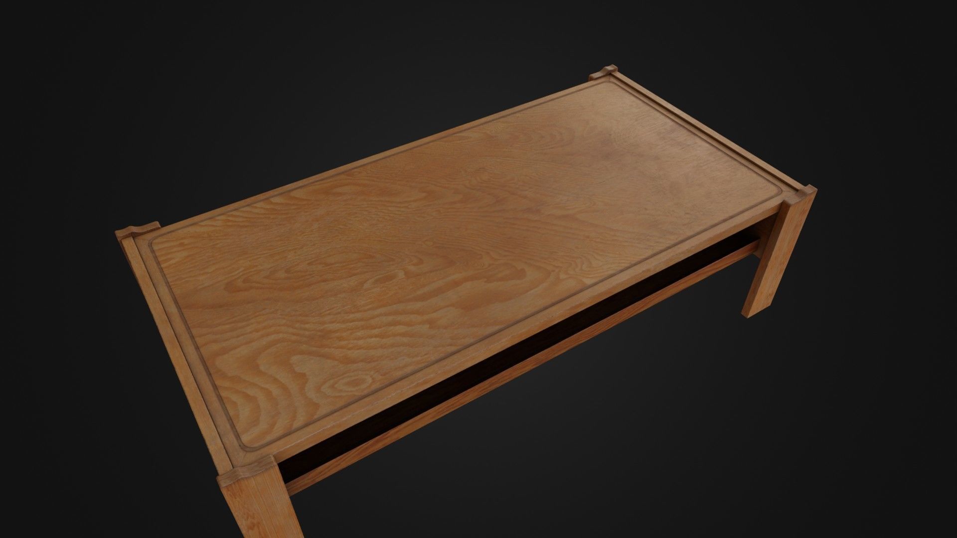 Wooden Coffee Table 01 Low-poly 3D model_4